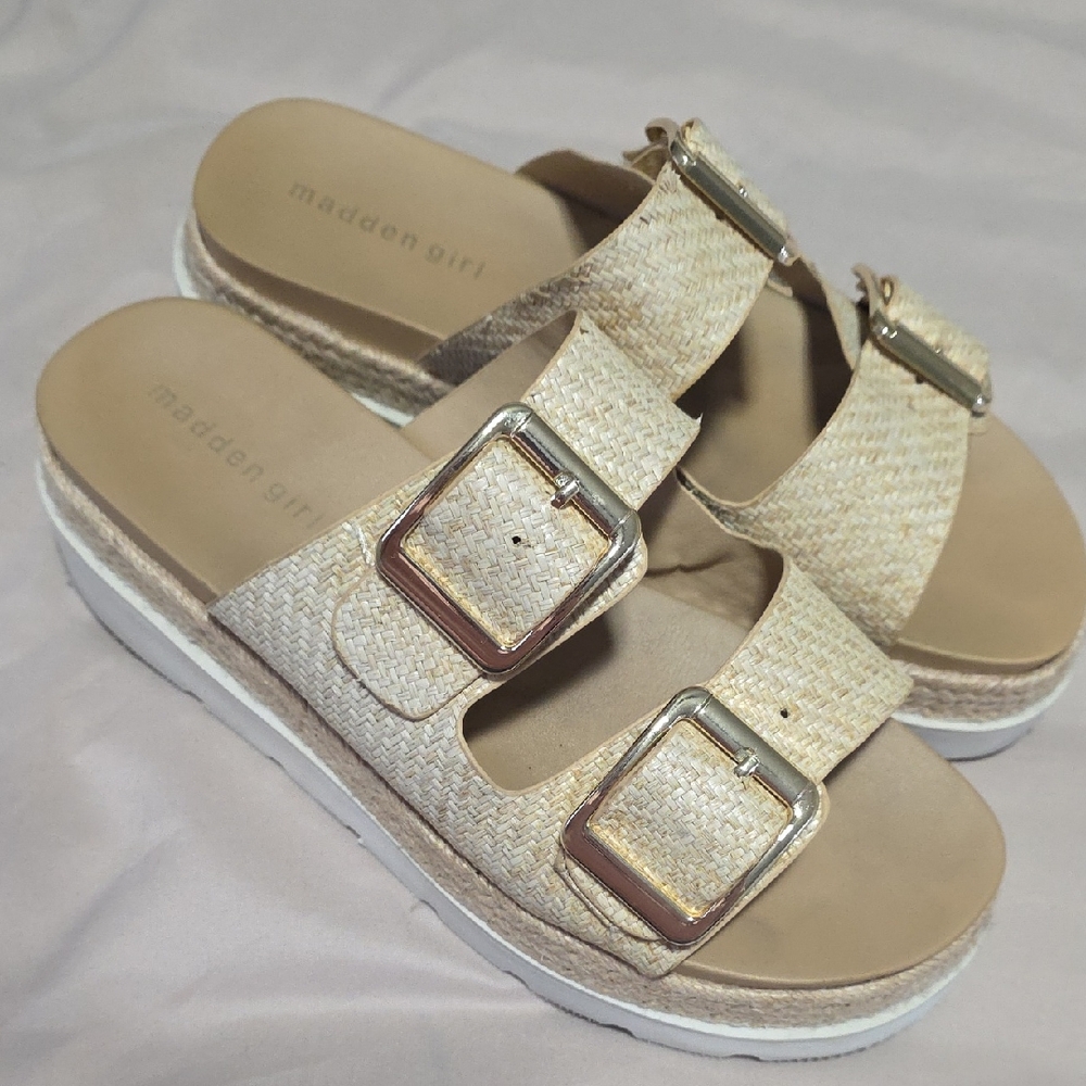 Madden Girl Cream Platform Sandals